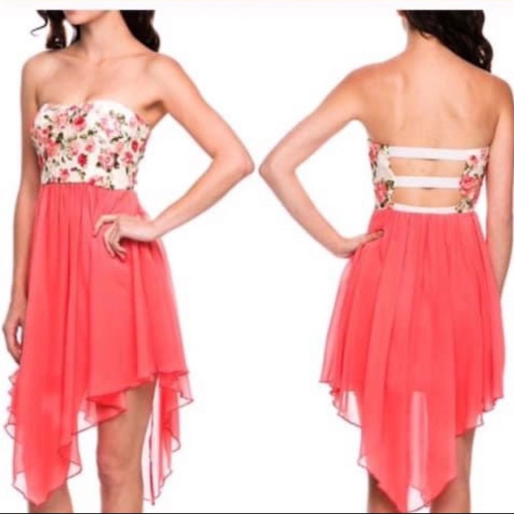 Fashion Magazine Strapless Asymmetrical Dress Jr M
